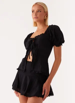 StretchableKnit Drape Wave Hundred Percent Mini Skirt - Black