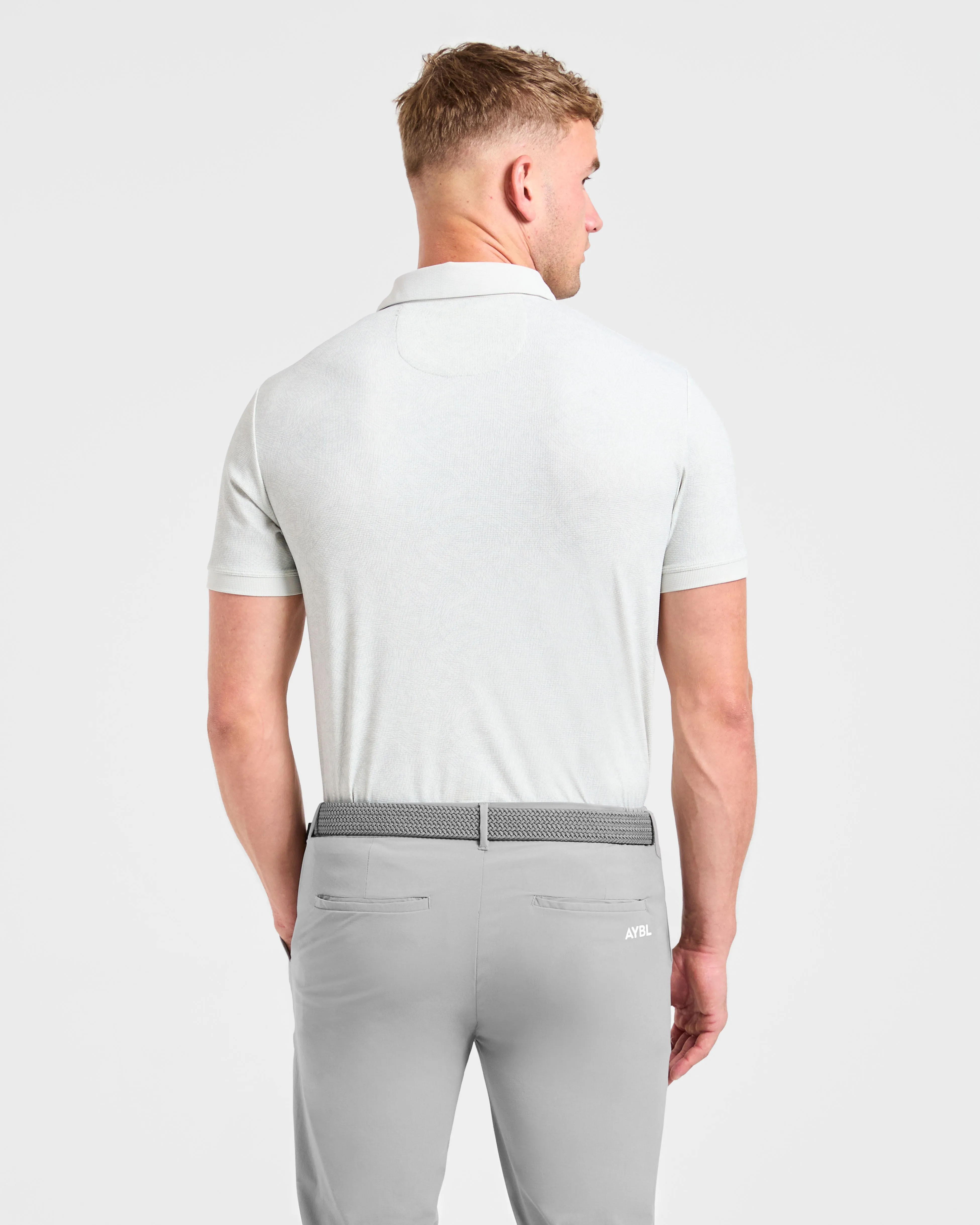 Sporty Look Collar Stay Slots Precision Static Polo - Ice Grey