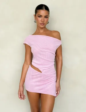 COBI MINI DRESS 2.0 - PINK : BABY PINK Chain-Detail Wrap Charm