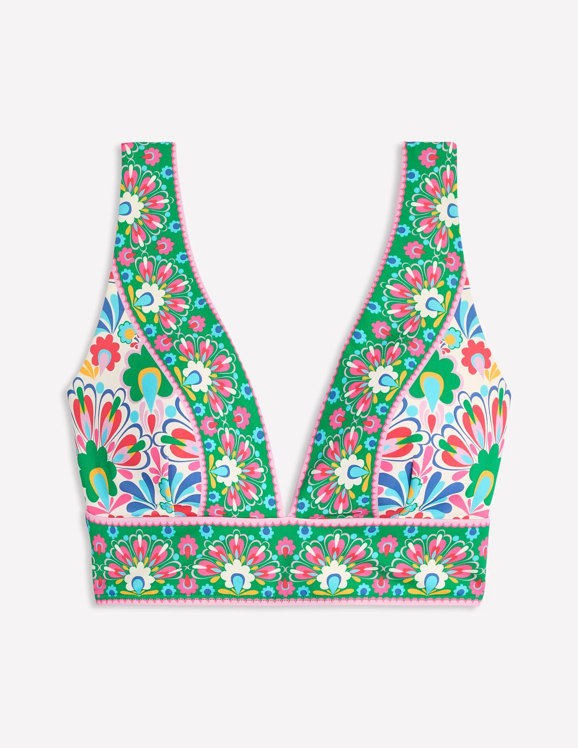 Durable Reinforced Stitching Breezy-Fabric Porto Bikini Top-Multi, Decorative Dandelion