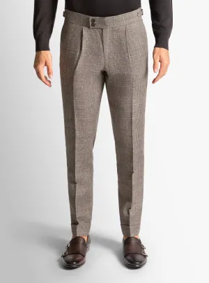 Layered Panel Design Active Comfort Wear Sienna Plaid Chocolate Trousers