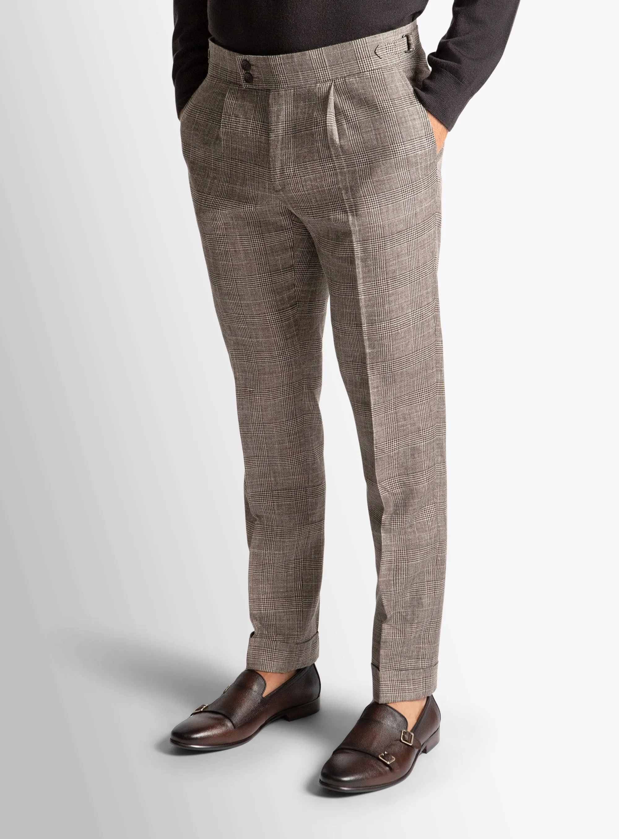 Functional Ease Day To Night Sienna Plaid Chocolate Trousers