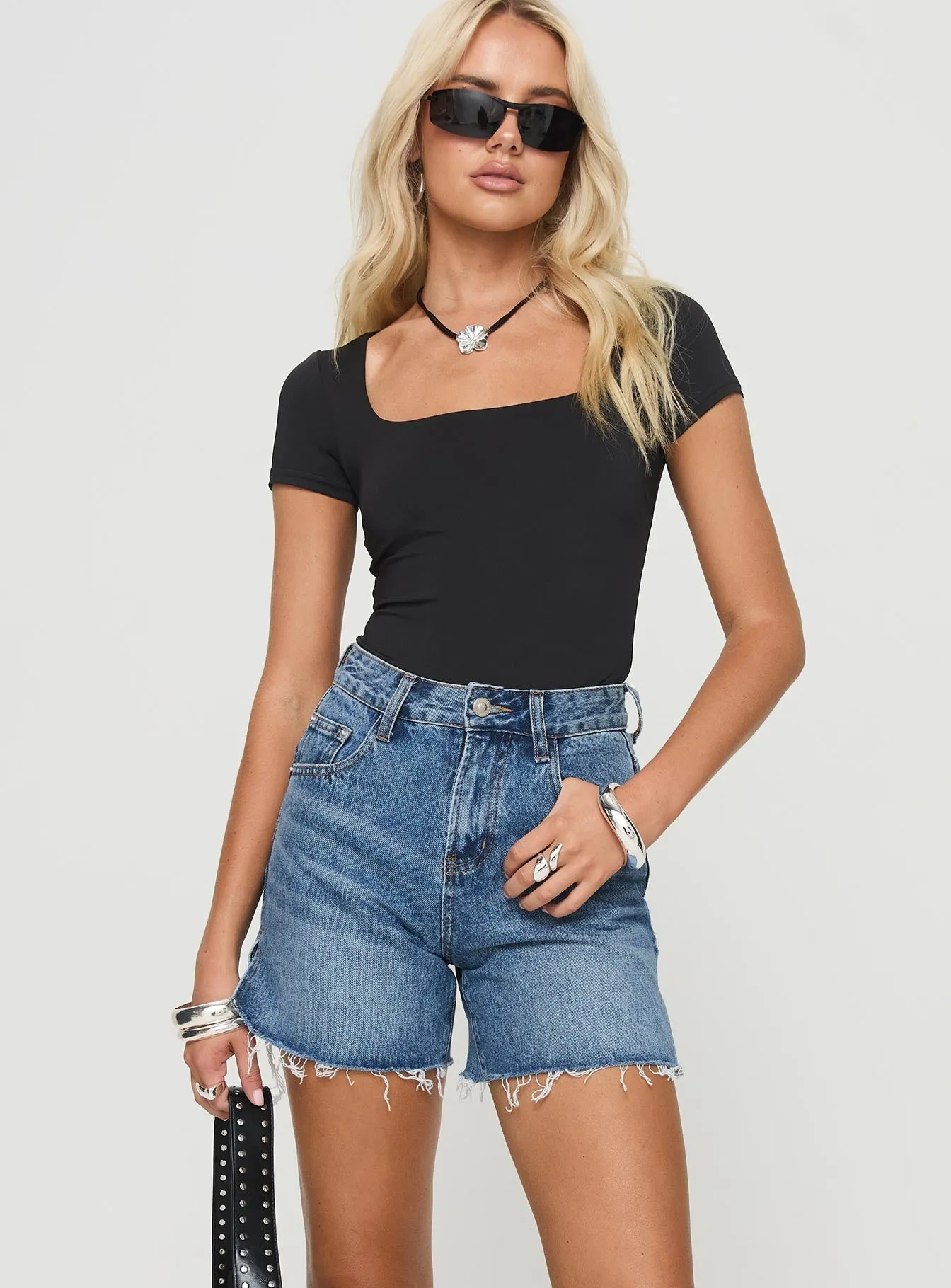 Rain Proof Hayelle Denim Shorts Mid Blue