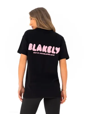 slim fit No Shrink Technology Cloud Print Oversized T-Shirt - Black