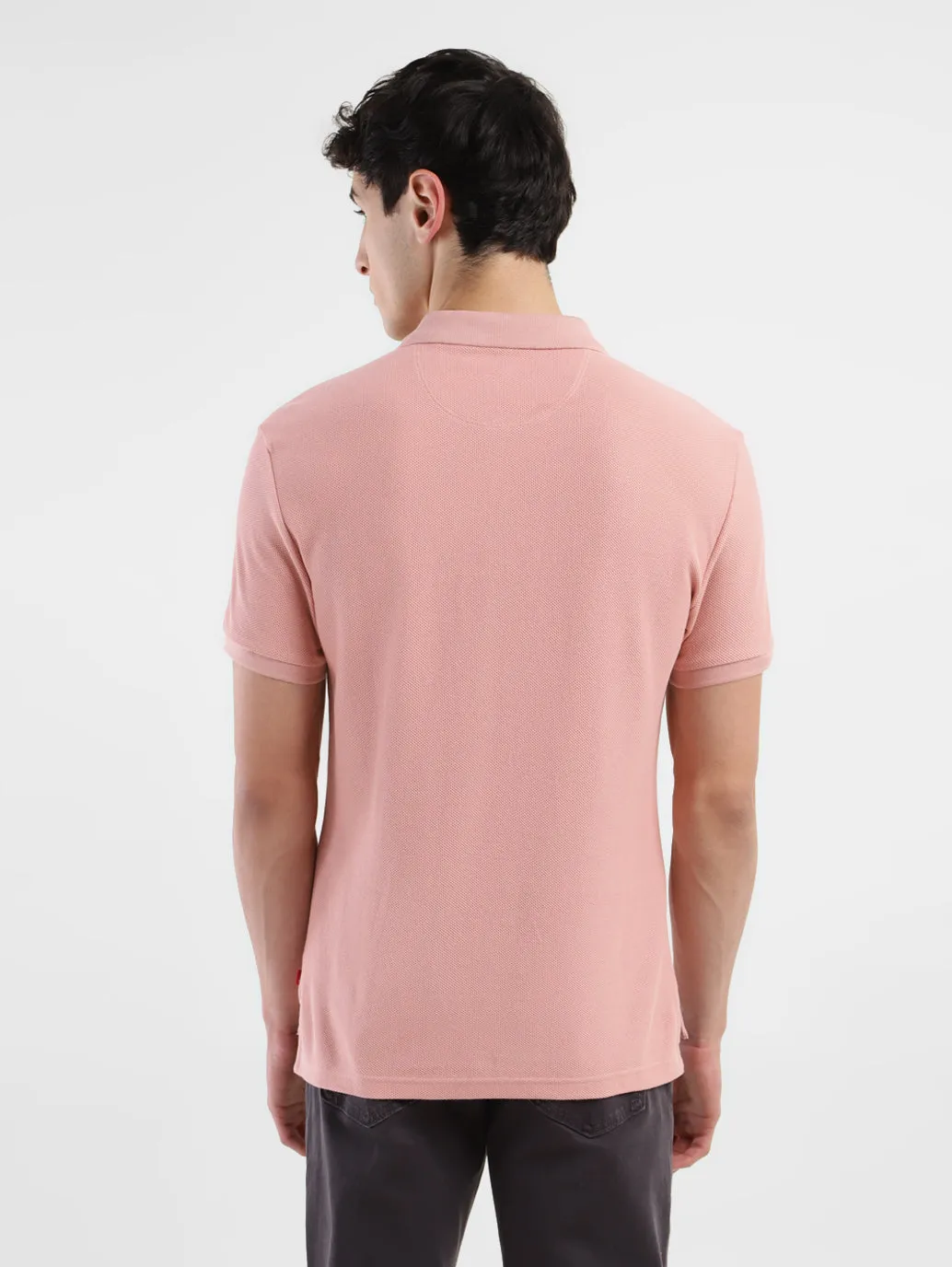 Lightweight Feel Interlock Cotton Men's Textured Slim Fit Polo T-Shirt