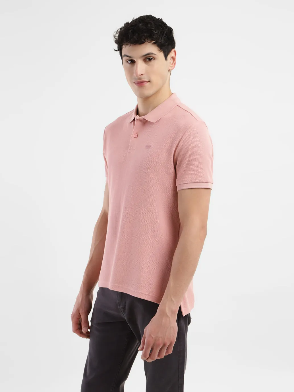 Golf Style Holiday Outfit Men's Textured Slim Fit Polo T-Shirt