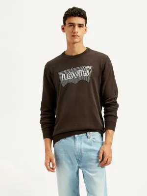 Men's Graphic Print Brown Round Neck Sweatshirt Ultralight Padding