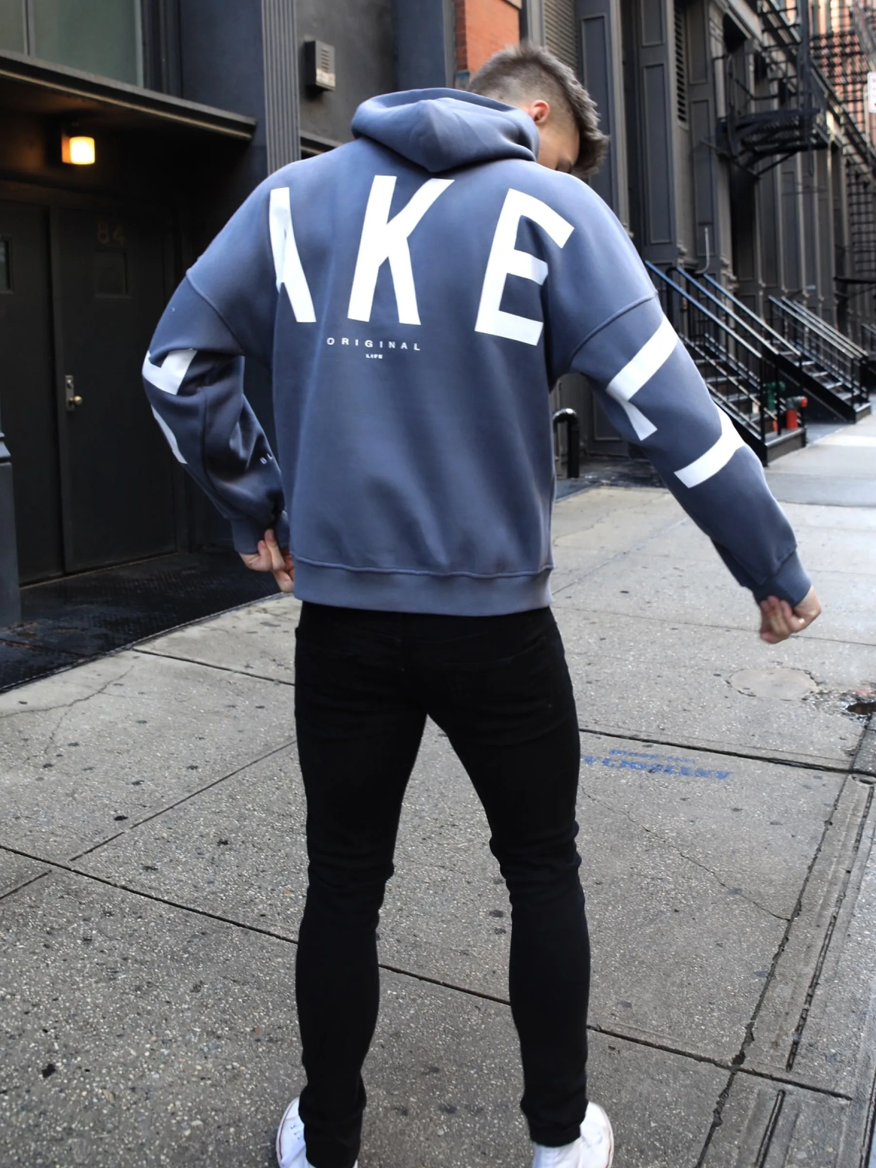 Idris Oversized Hoodie - Blue Zebra like Brushed Fleece