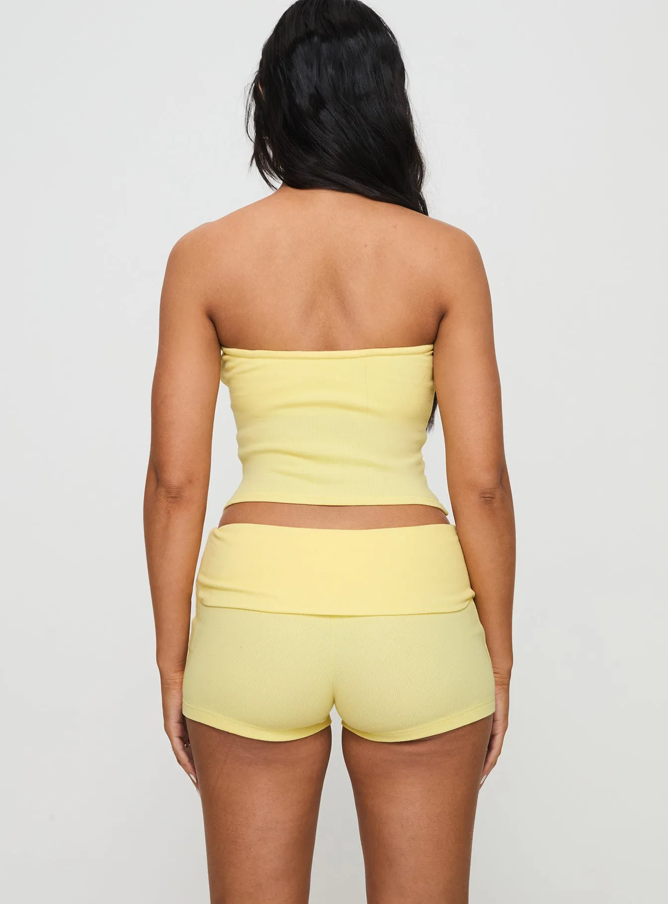 Baseline Low Rise Rib Shorts Yellow Reinforced Stitching