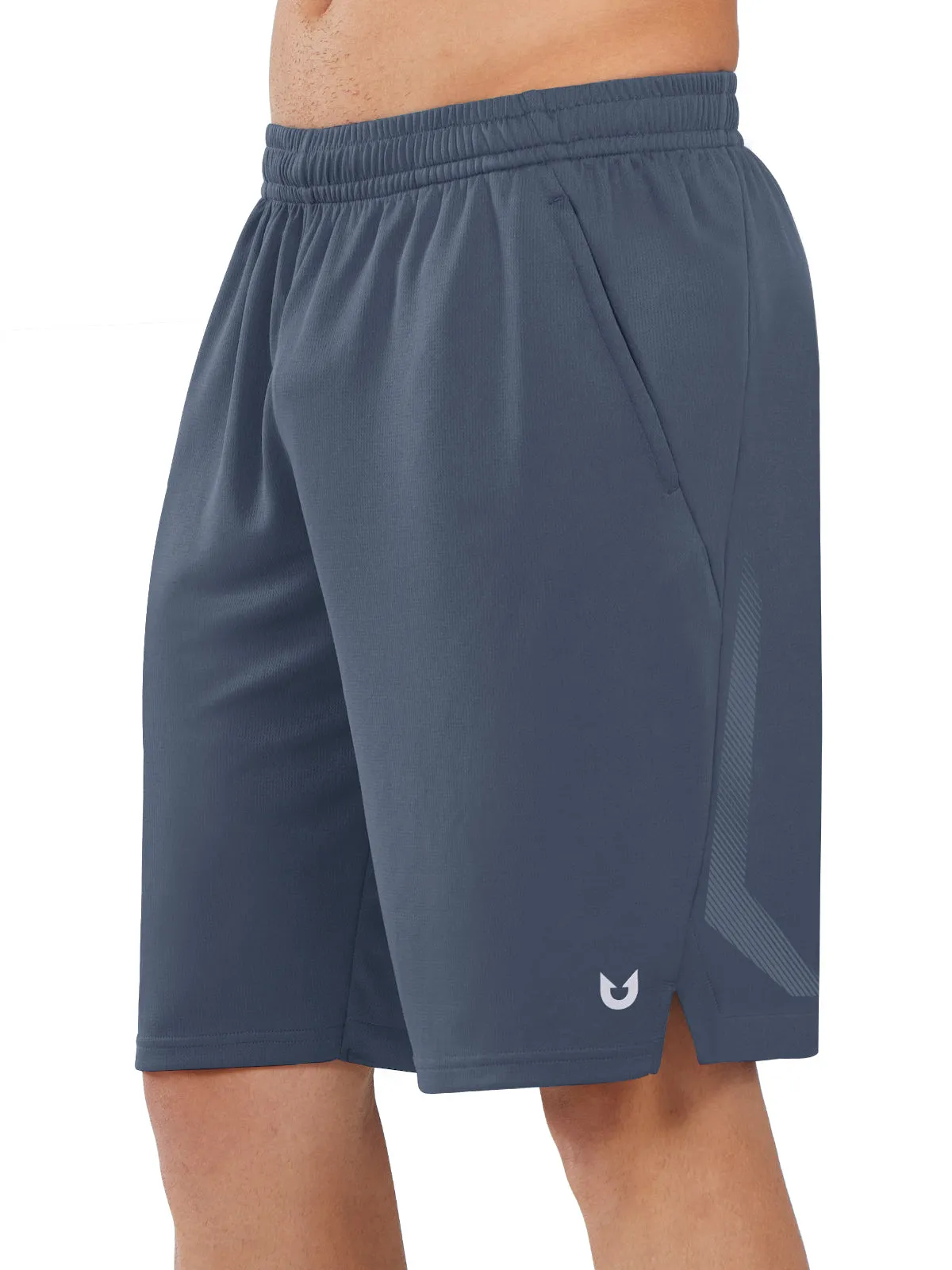 Men's Tennis 10" Long Mesh Shorts with Pockets for Basketball Workout stretchy design Abrasion Resistant Fabric