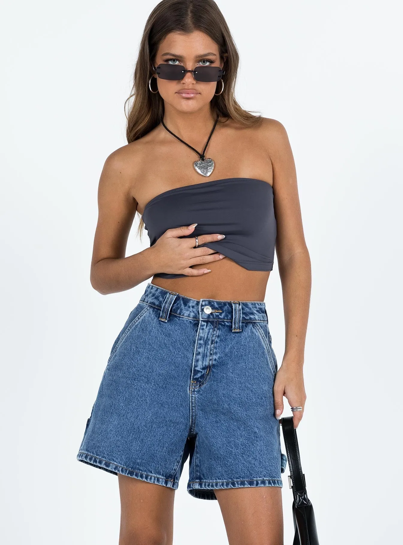 Lou Carpenter Denim Shorts Mid Wash slow life