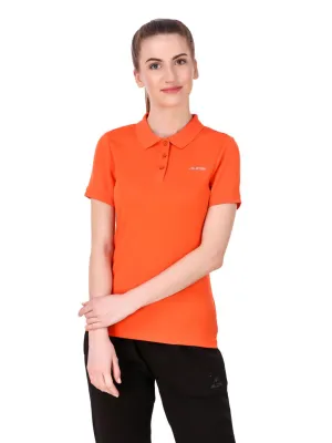 Outdoor Adventure Alcis Women Orange Solid Polo Collar Sports T-shirt