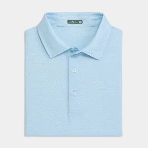 Heritage Blue Diamond Lattice Printed Performance Polo Gym To Office Relaxed Collar