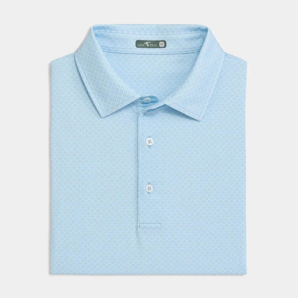 Heritage Blue Diamond Lattice Printed Performance Polo Gym To Office Relaxed Collar
