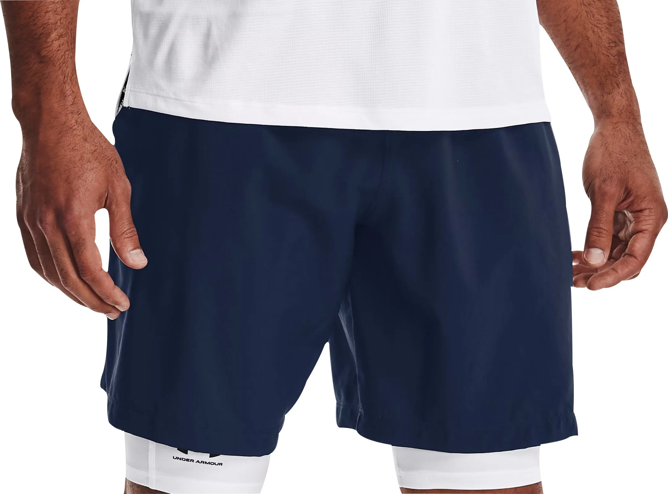 Under Armour Woven Graphic Mens Running Shorts - Blue UV resistant Stretchy Hemline