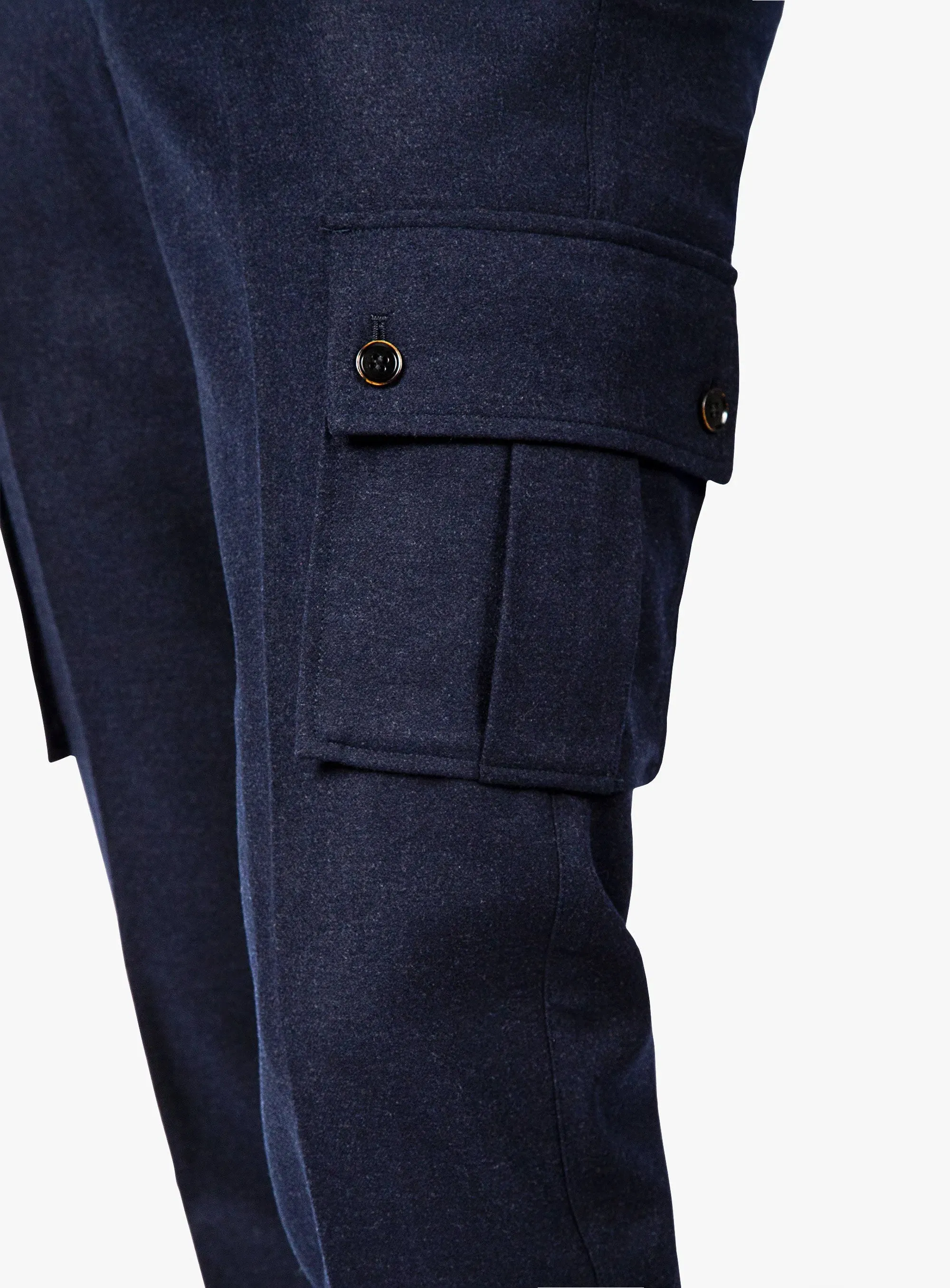 Isla Flannel Cargo Navy Trousers Smart Fit Abrasion resistant