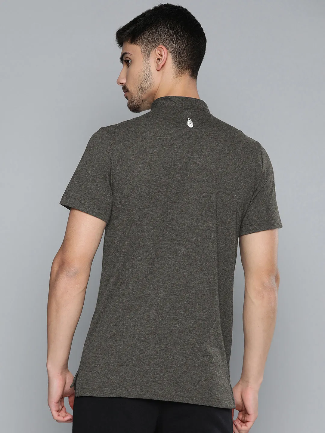 Charcoal Polo Collar Dry Tech Yoga or Gym T-shirt Soft Collar Construction
