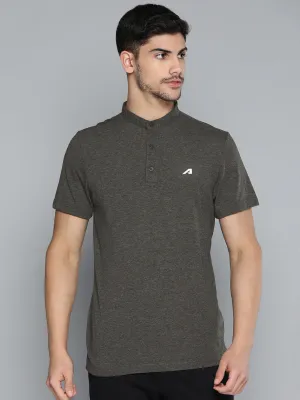 Charcoal Polo Collar Dry Tech Yoga or Gym T-shirt Layering Essential Classic Fit