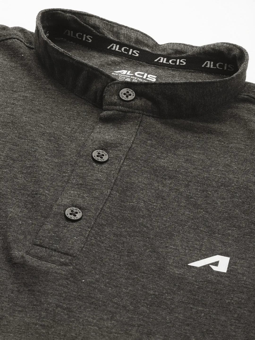 Charcoal Polo Collar Dry Tech Yoga or Gym T-shirt Button Down Collar LowMaintenance Fabric
