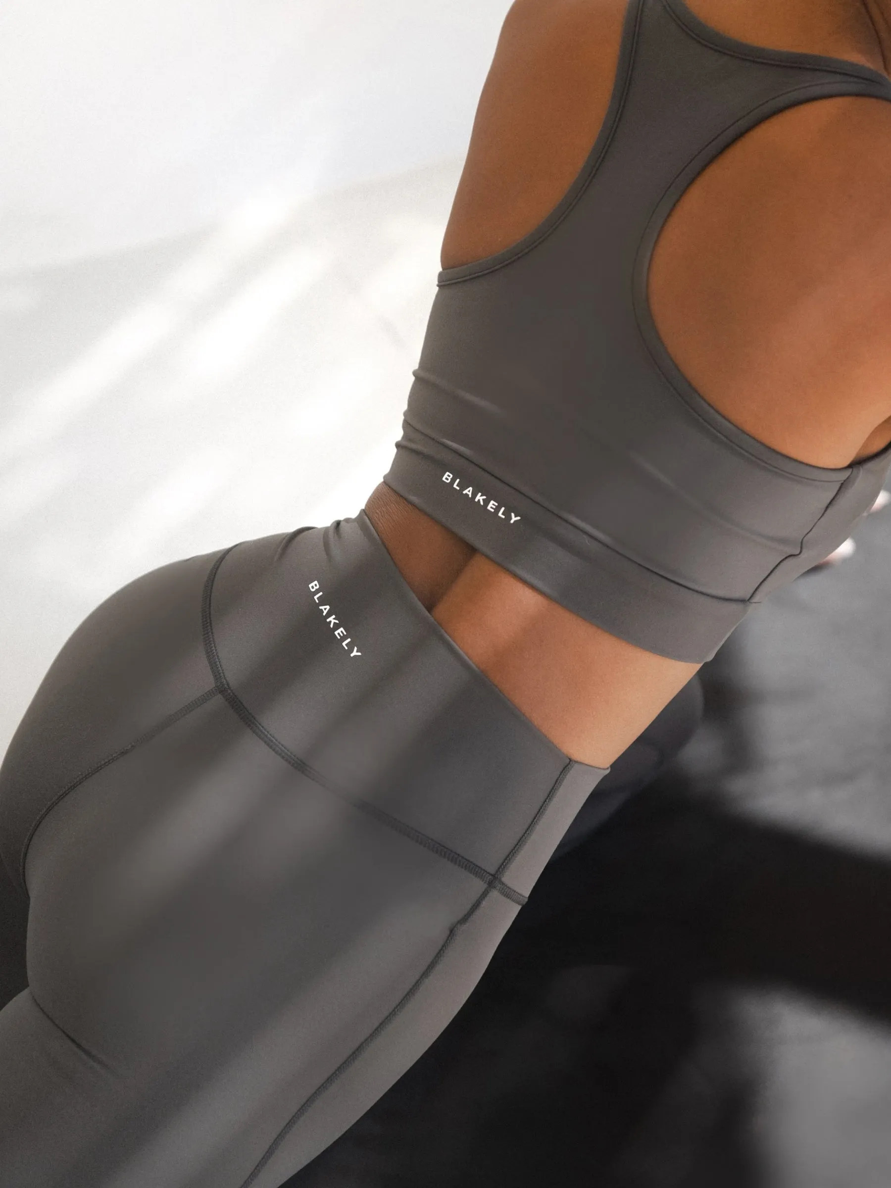 Ultimate Active Bra - Charcoal Neutral Colors Comfortable Band