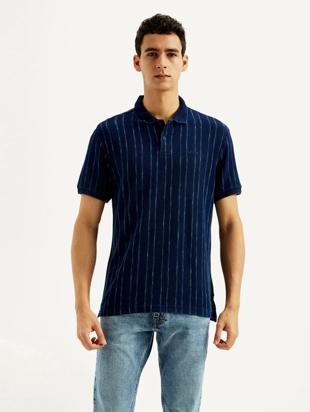 SnagResistant Weave Reinforced Shoulders Men's Striped Slim Fit Polo T-shirt