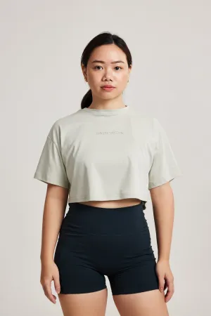 Oversized Crop Tee in Slate Active Comfort Style Travel Essential