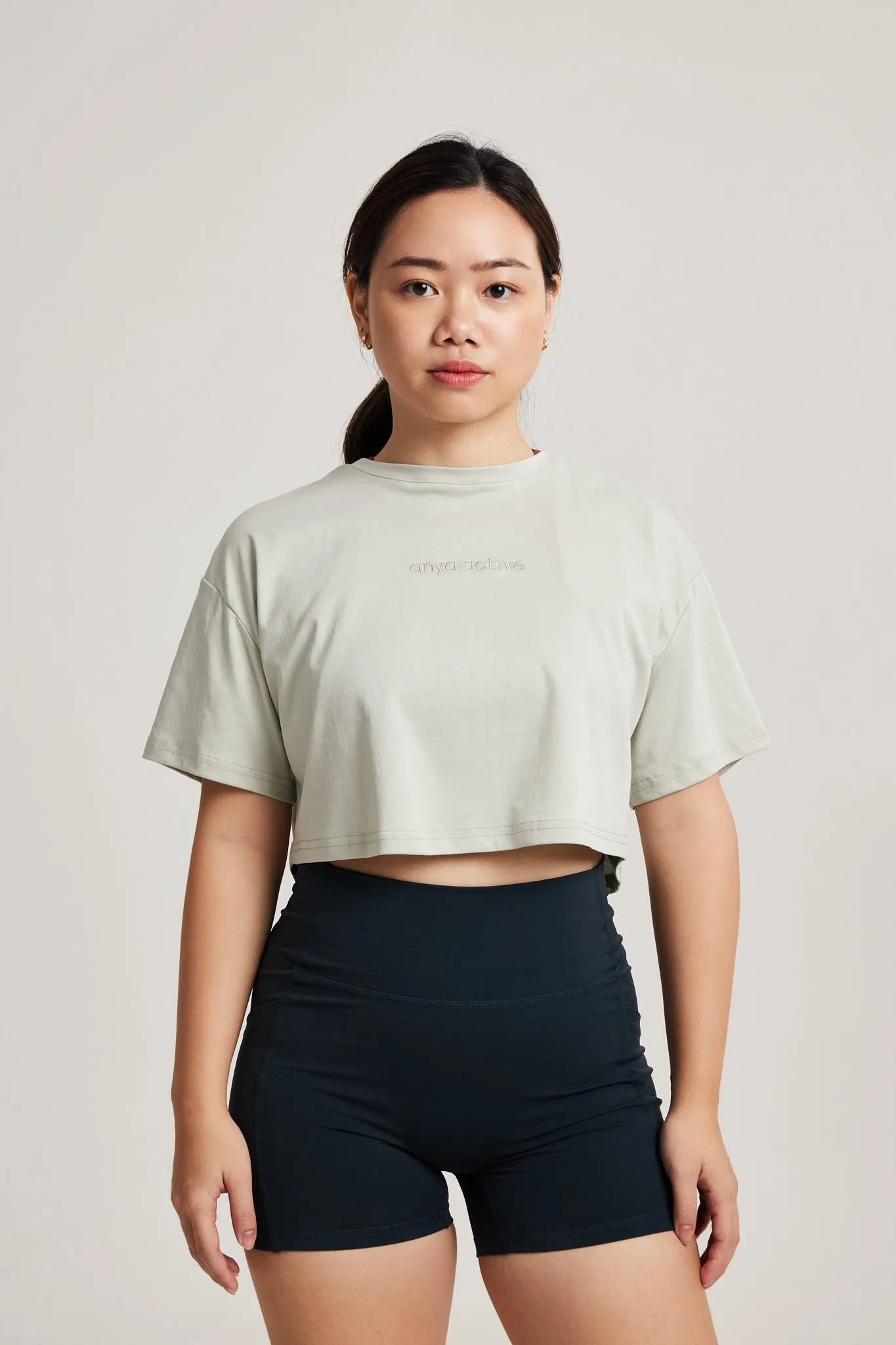 Oversized Crop Tee in Slate Active Comfort Style Travel Essential
