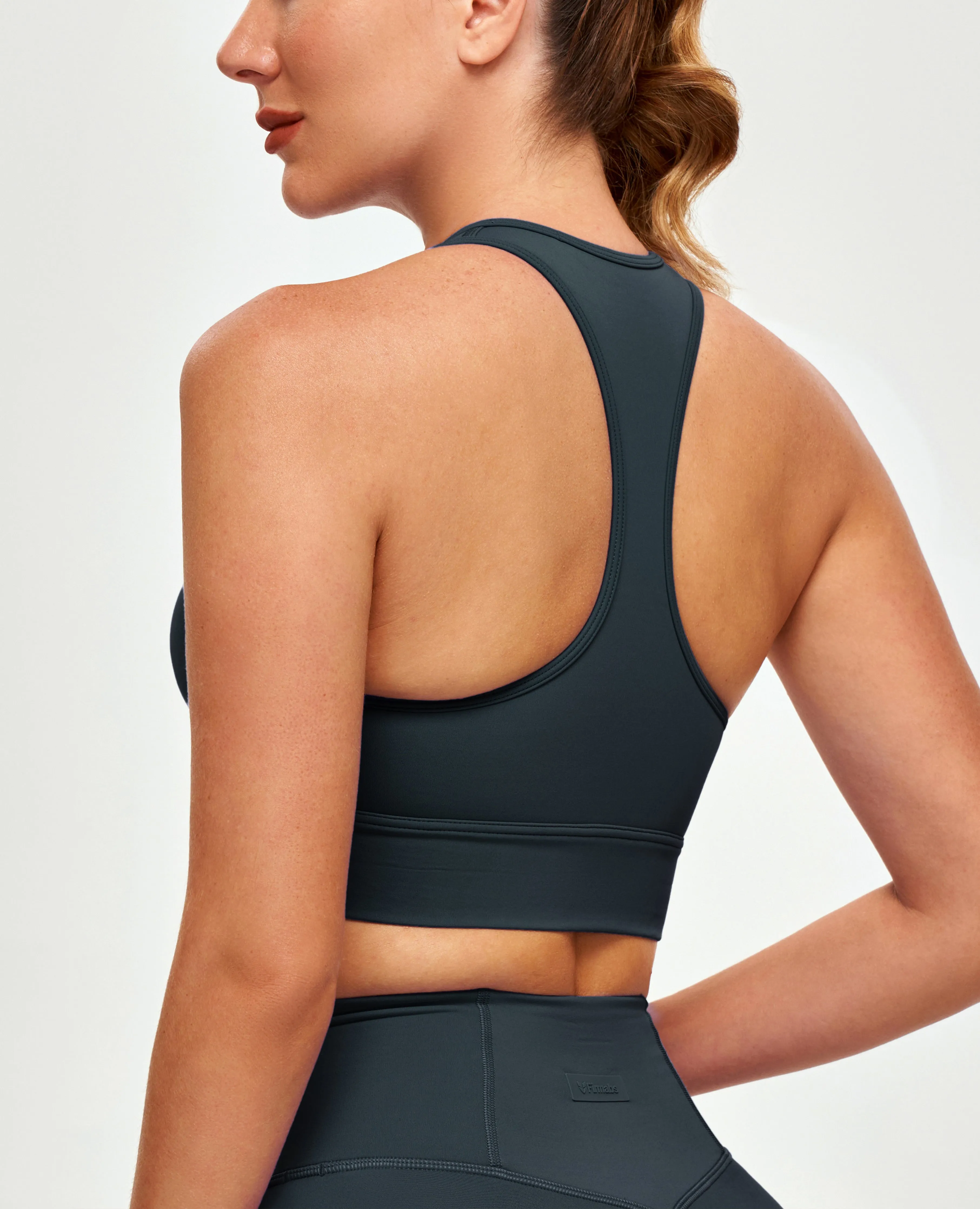 High Neck Sports Bra - Gray Outdoor Sports