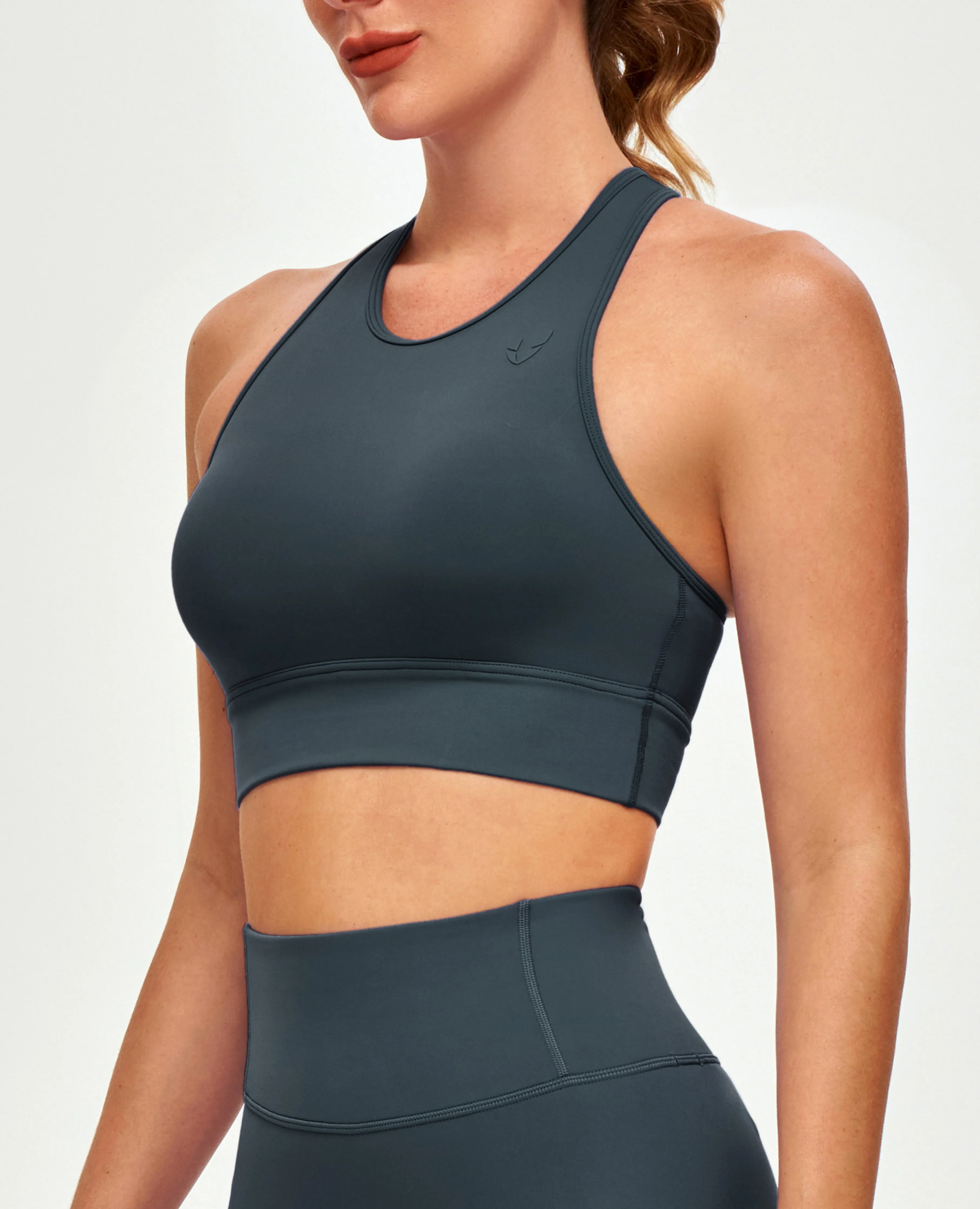 Supportive seams High Neck Sports Bra - Gray