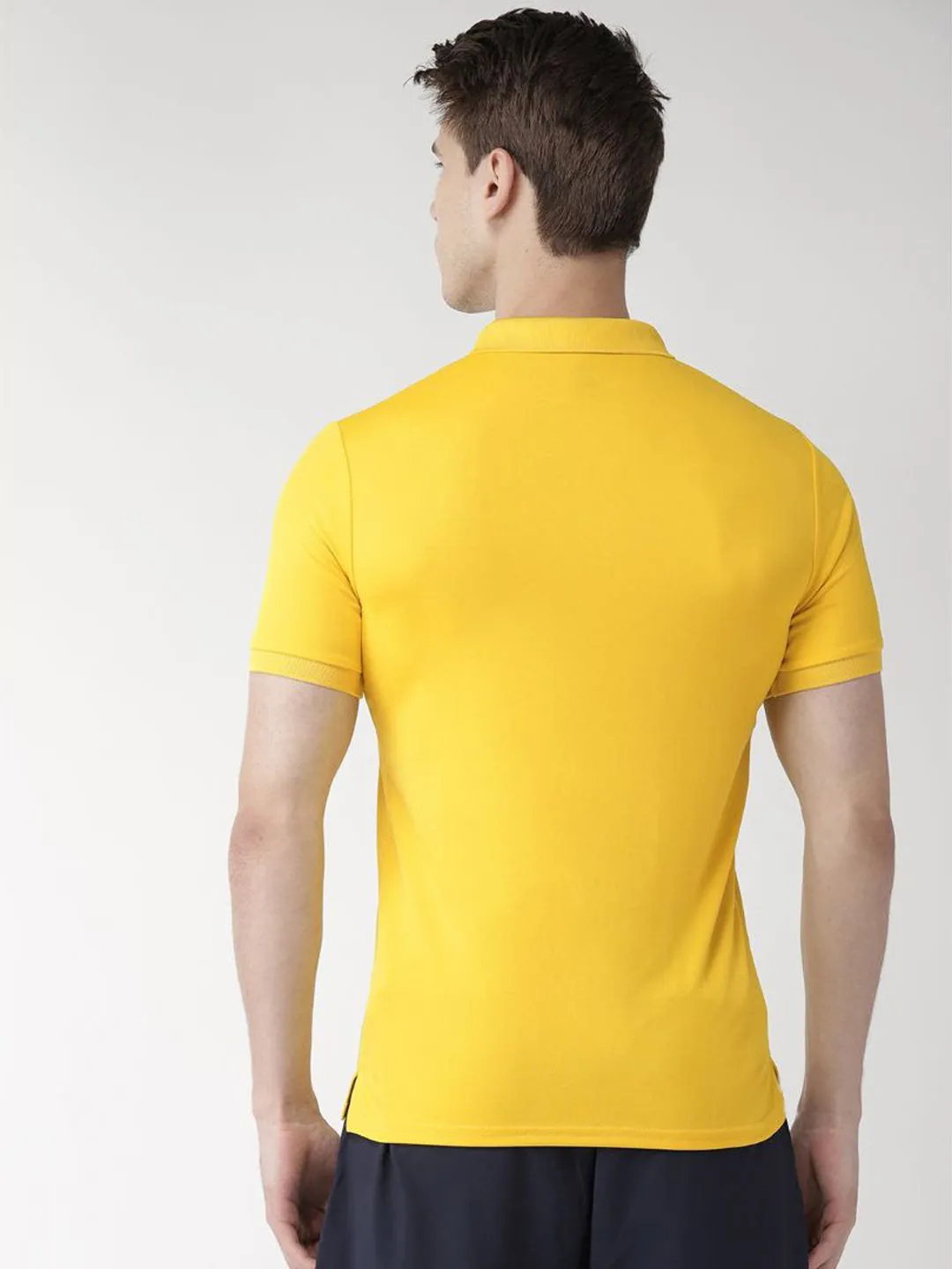 Alcis Men Yellow Solid Polo Collar T-shirt Monochrome Style