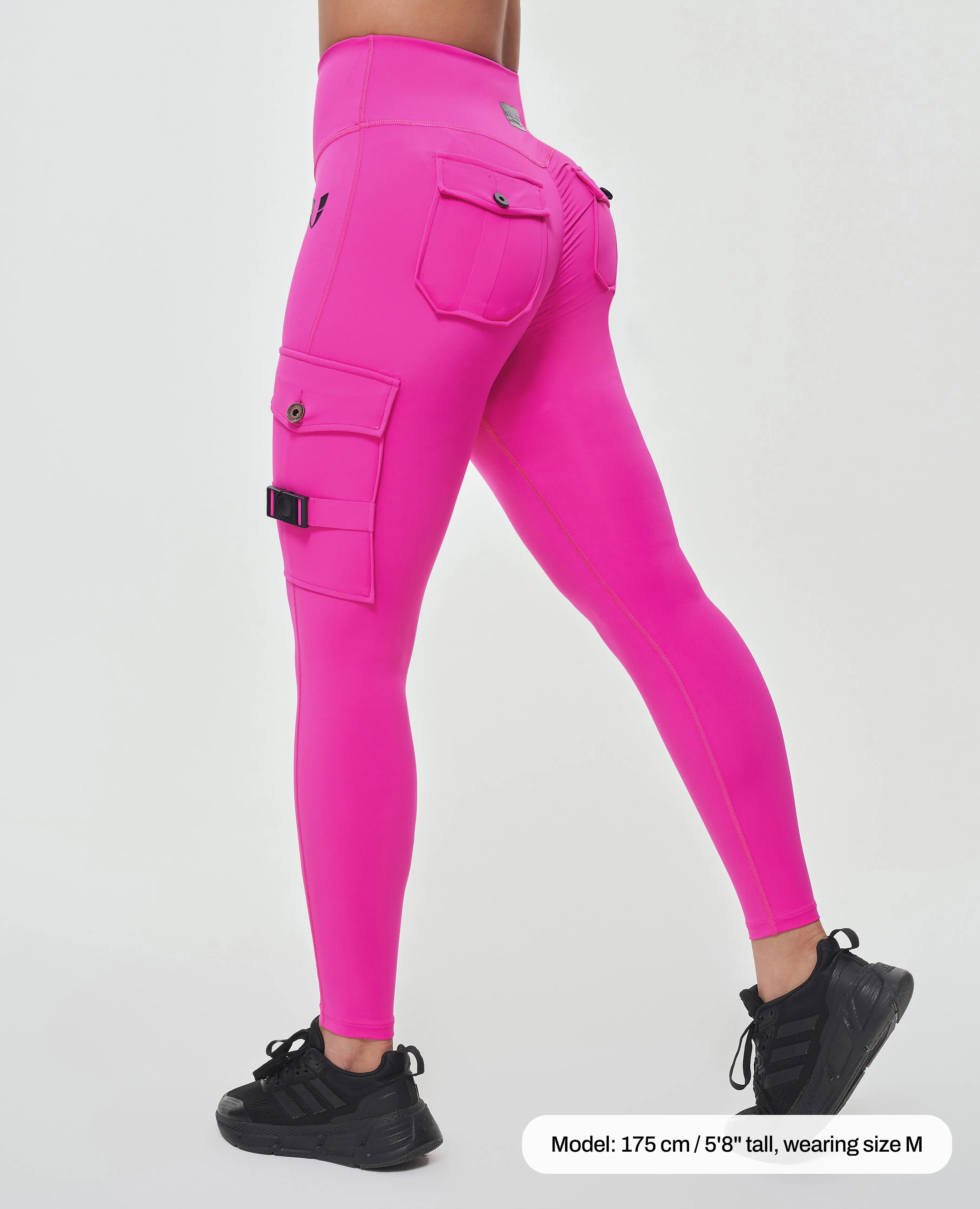 Fresh Look Cargo High Waisted Pocket Leggings - Fuchsia