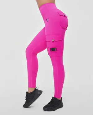 Cargo High Waisted Pocket Leggings - Fuchsia Outdoor Lover Eco Friendly Chill Mode