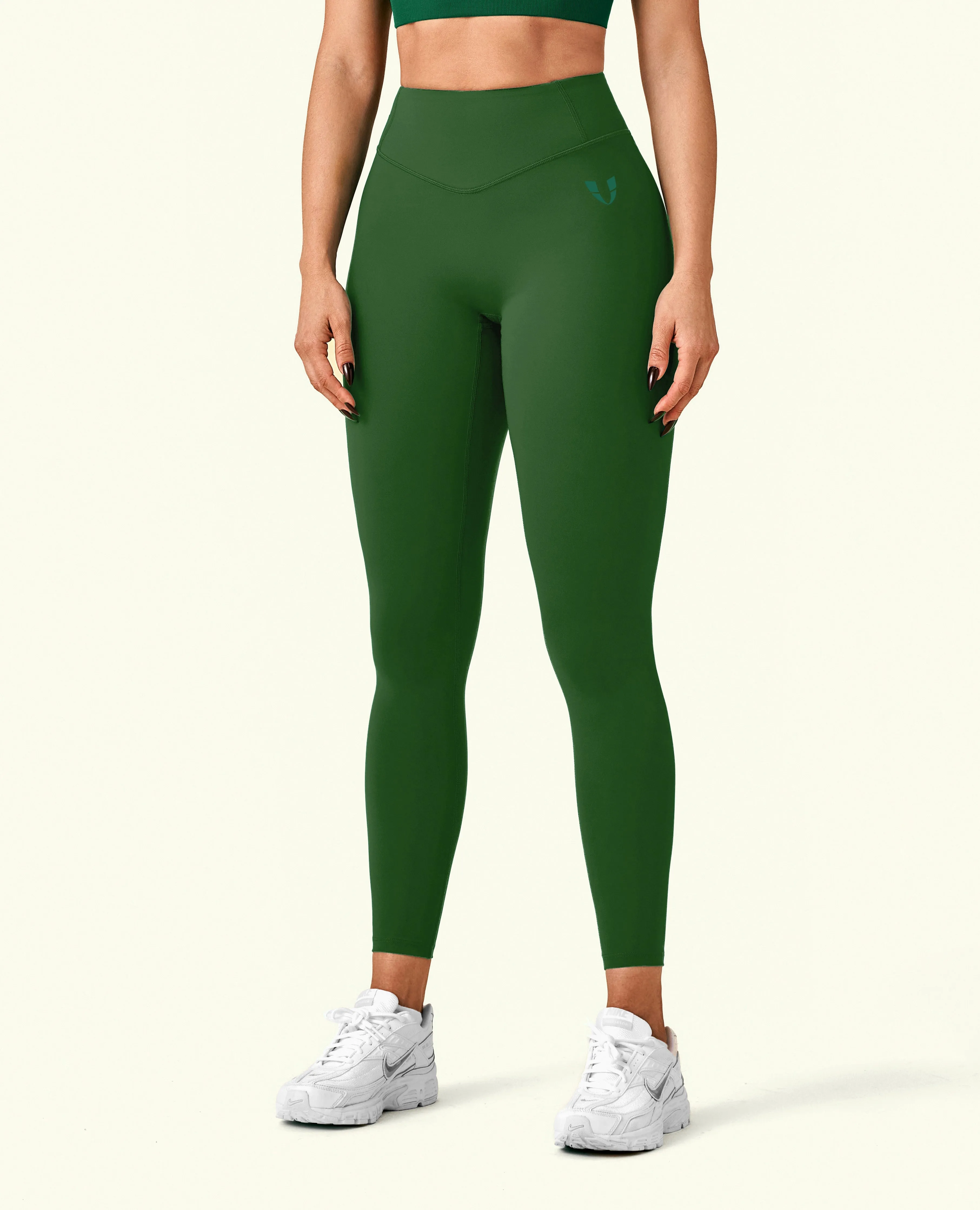 Beach Walk For Adults Active High Waist Leggings - Dark Green