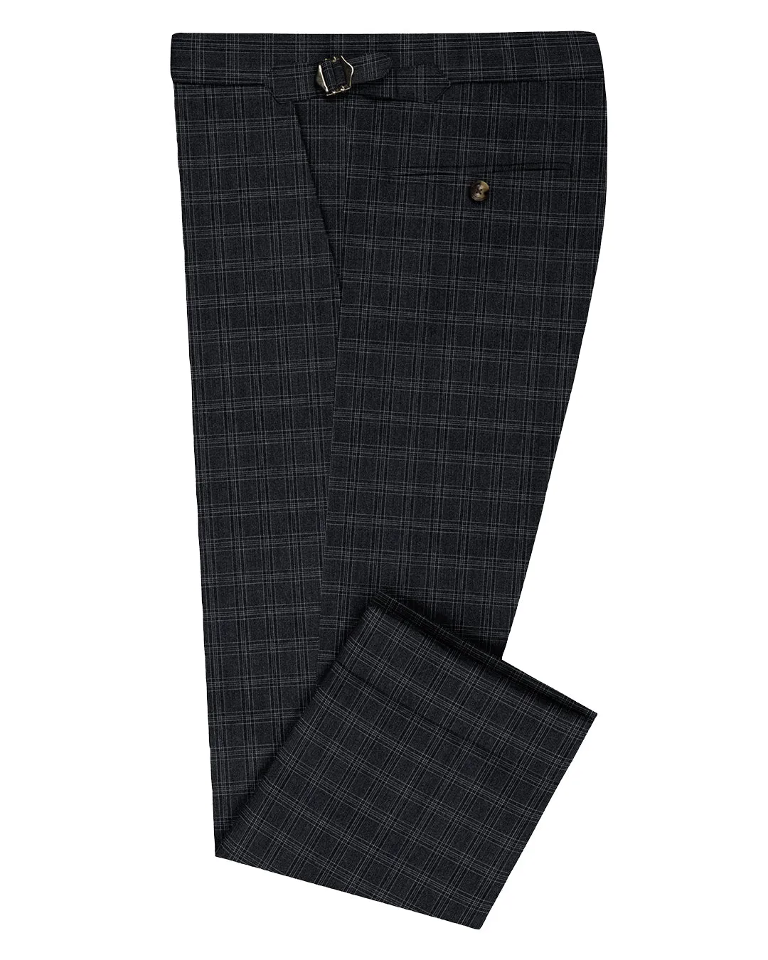 VBC Dark Grey Checks Twill Pant SmoothZipClosure ErgonomicStitching