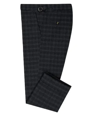 VBC Dark Grey Checks Twill Pant SmoothZipClosure ErgonomicStitching