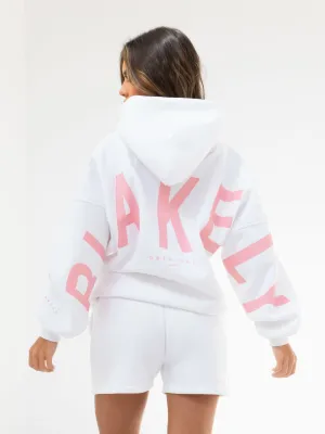 Bold colors Lightweight Midlayer Option Isabel Oversized Hoodie - White & Pink