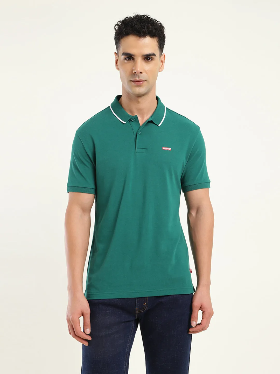 Men's Solid Polo T-Shirt Unstructured Hem