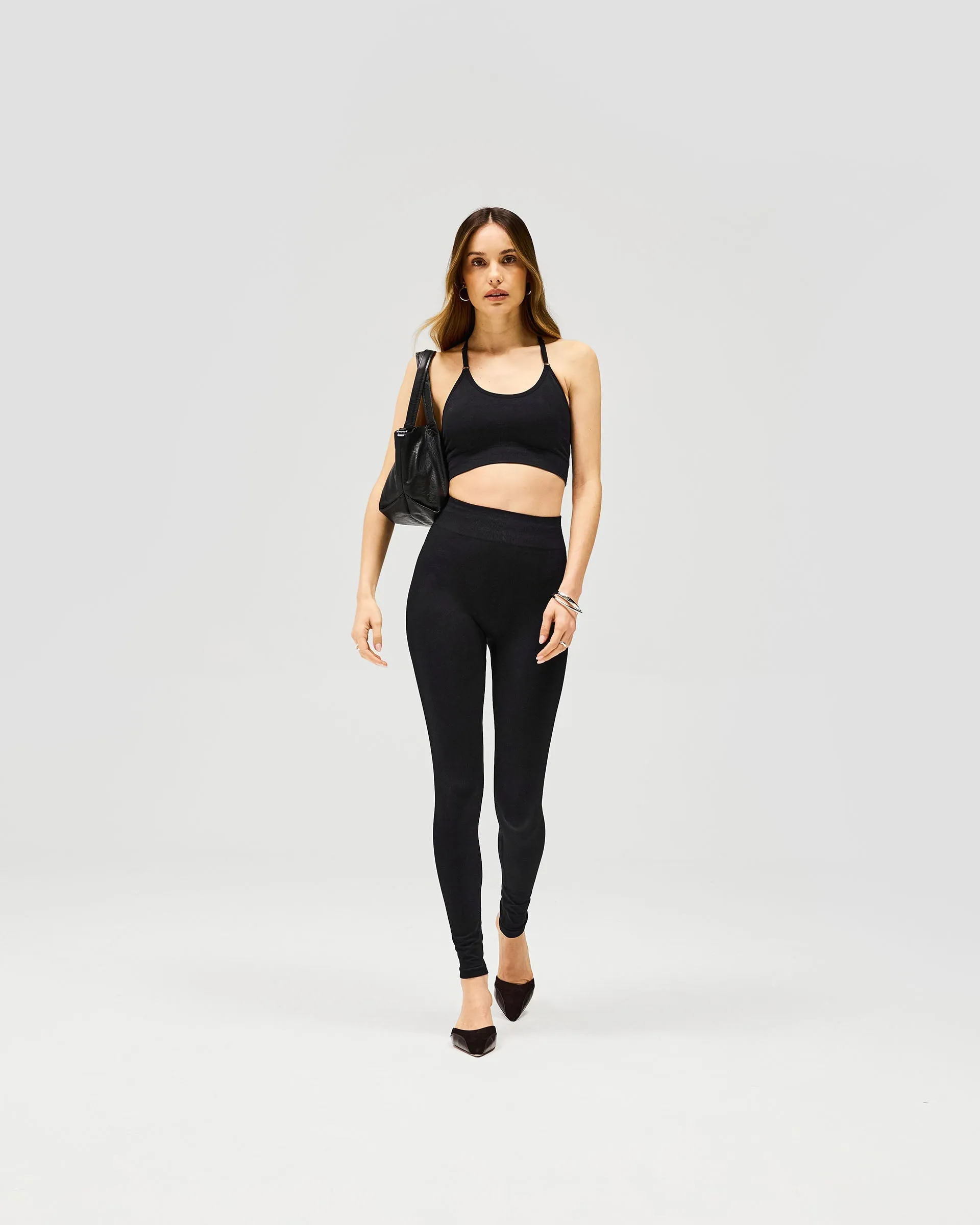 Morning Stretch Active Lifestyle Gusseted Crotch Owners Club Contour Seamless Legging - Jet Black