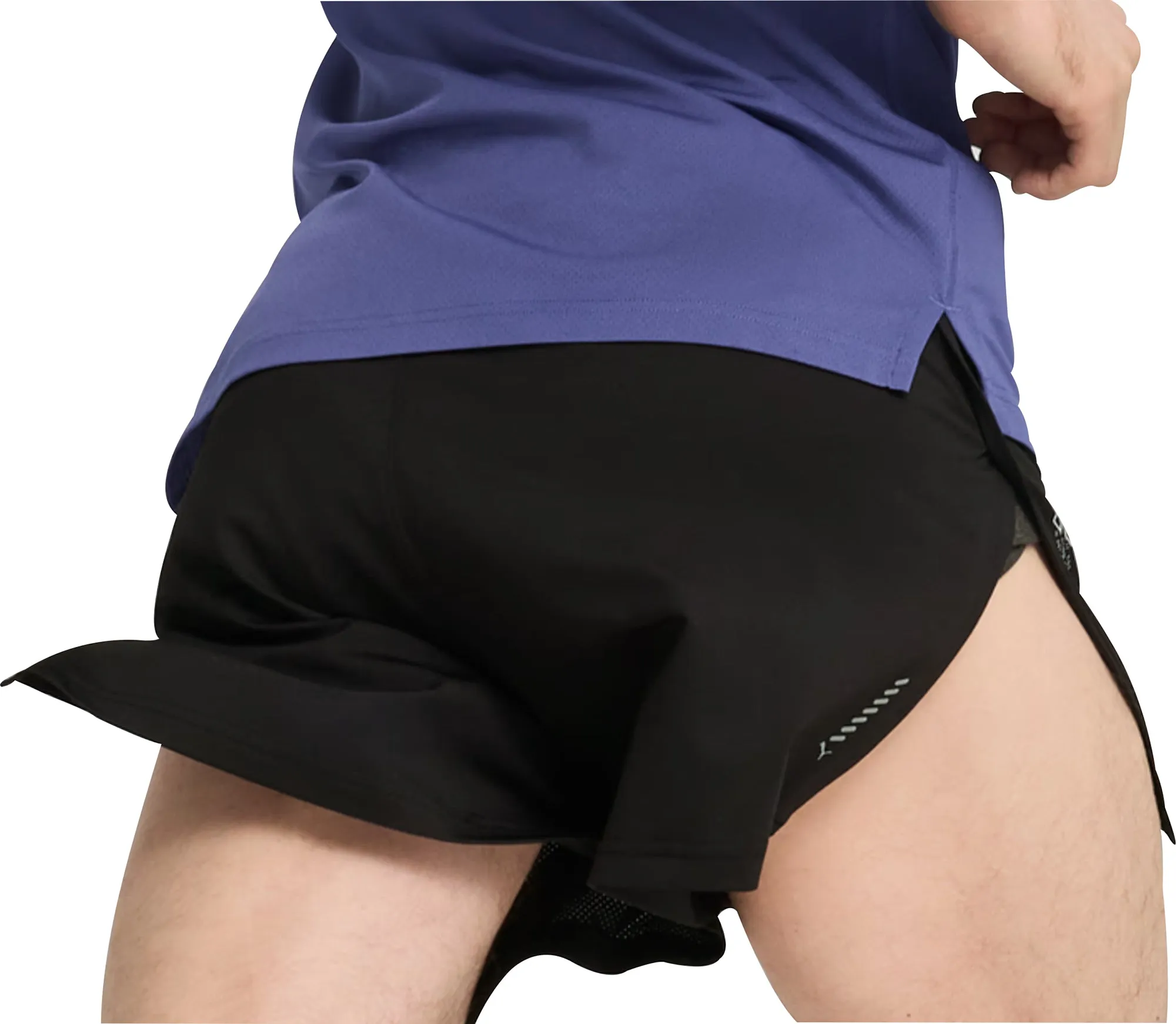 neon colors Outdoor Activity Puma Knit 3 Inch Mens Split Running Shorts - Black