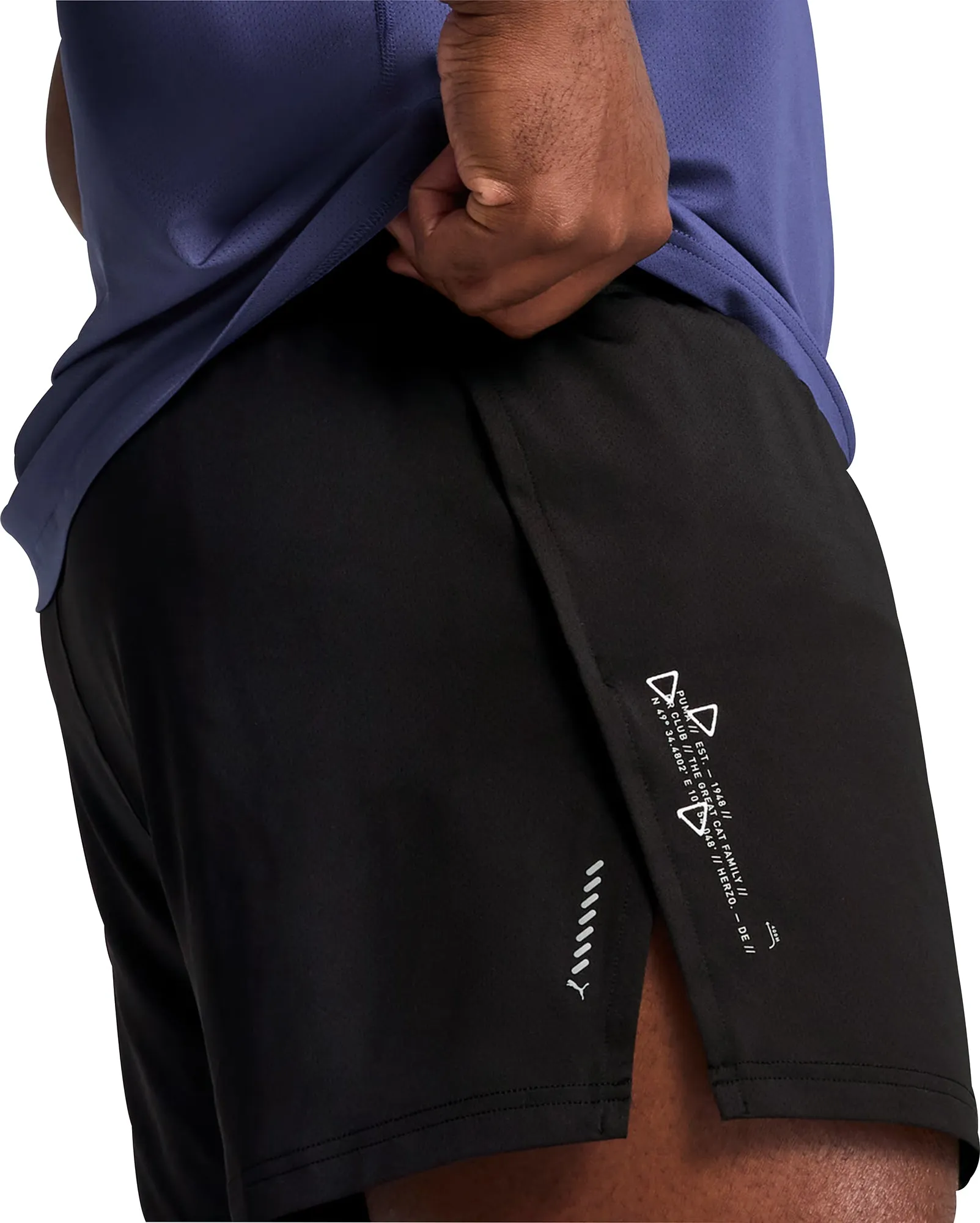 Lightweight Design Puma Knit 3 Inch Mens Split Running Shorts - Black