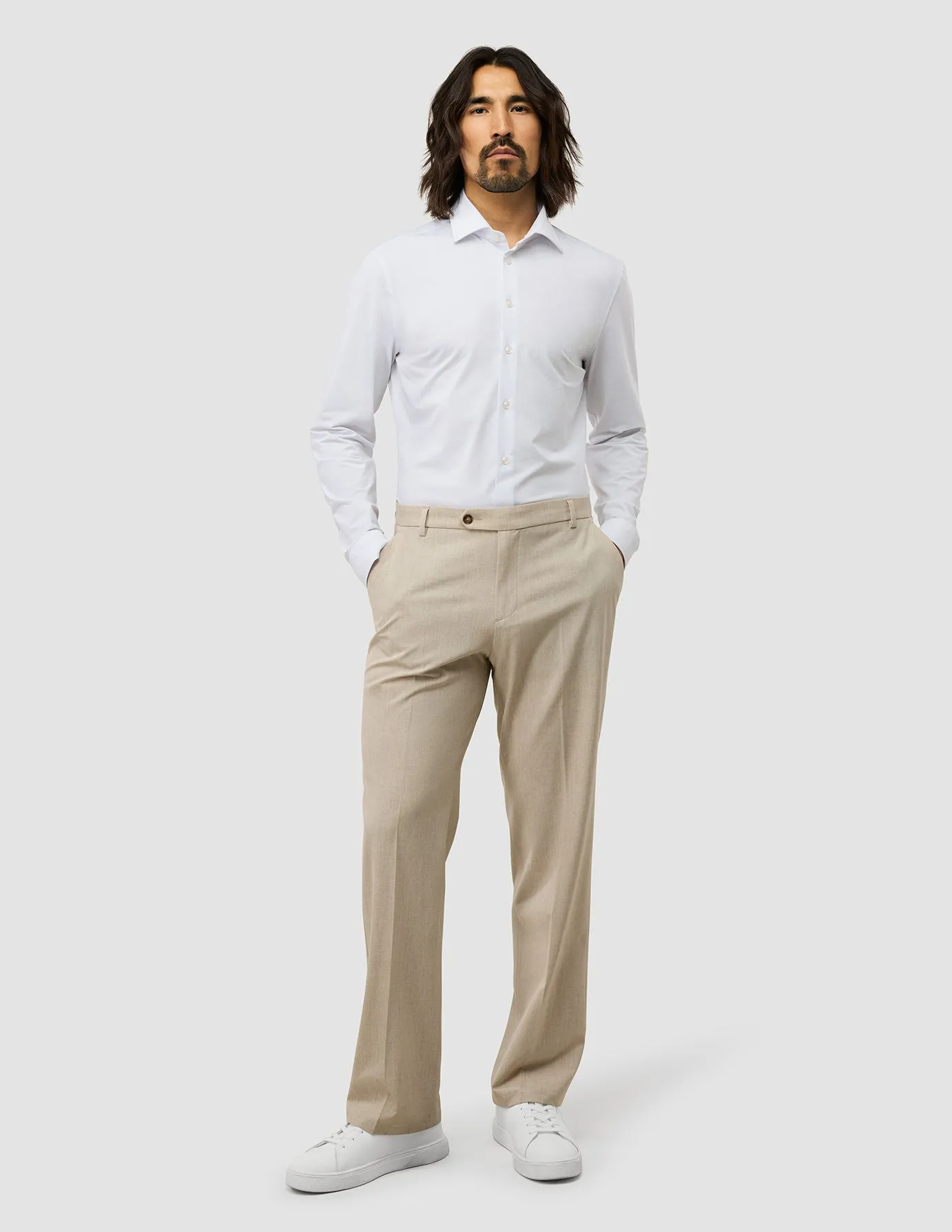 Tech Linen Suit Pants Relaxed Fit Sandshell Durable Design