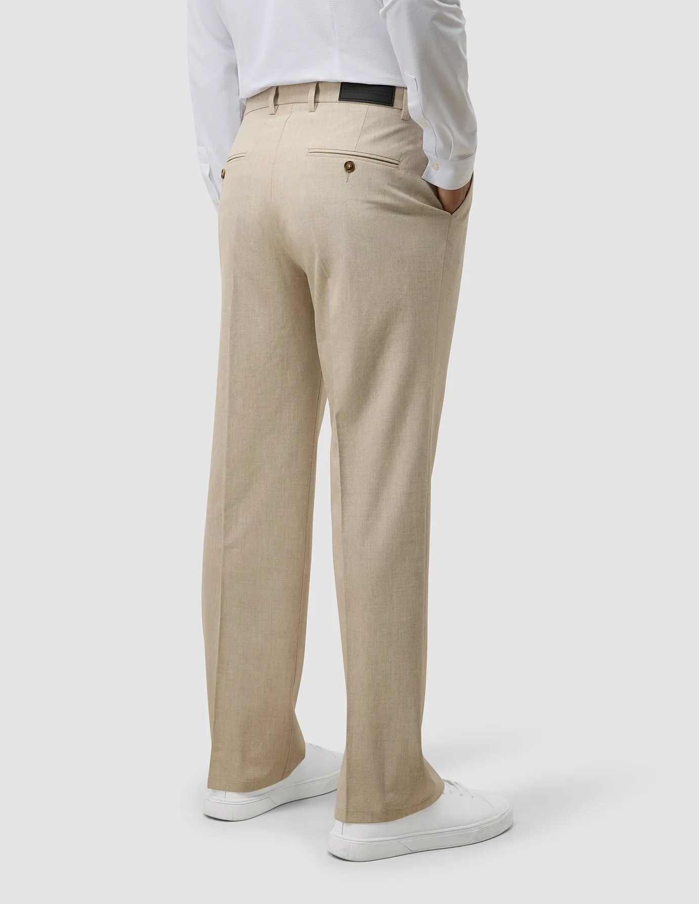 HighRiseWaistband Neutral Style Tech Linen Suit Pants Relaxed Fit Sandshell