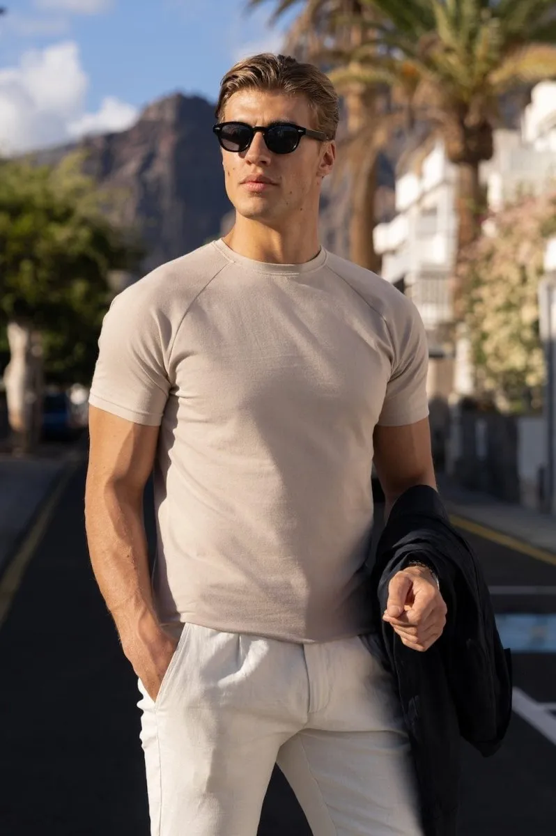 Athletic Fit T-Shirt in Sand Cozy Style Non Restrictive Silhouette