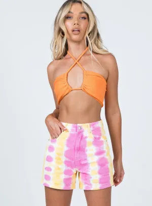 Dallas Tie Dye Denim Shorts Pink Heavy Silk