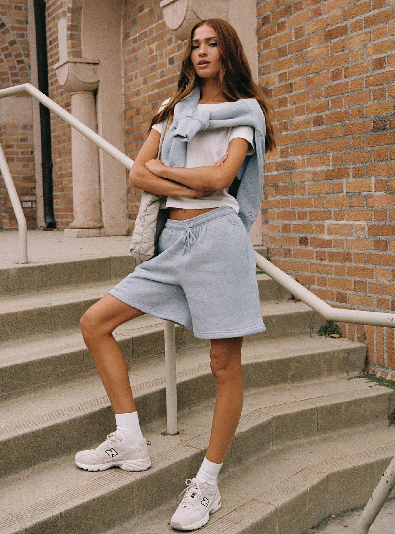 Dream Fleece Longline Shorts Grey Marle Fairy Mood