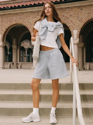 Dream Fleece Longline Shorts Grey Marle Breathable Lining NoRubEdging