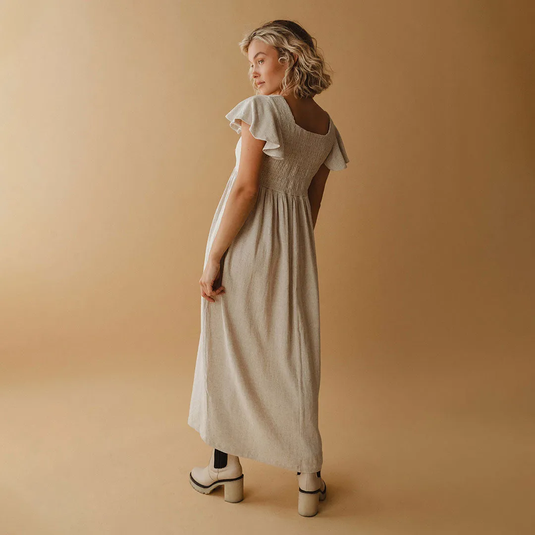 Hailey Maxi Dress, Natural RecycledPolyester Work Safe