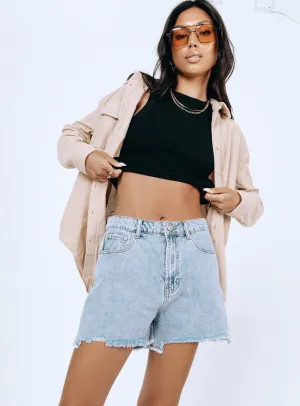 Kaylan Light Wash Frayed Shorts Denim Faith Core WaterRepellent