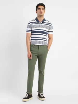 Men's Striped Polo T-shirt White Effortless Look UV Protection