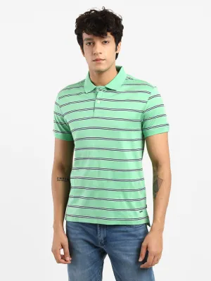 Men's Striped Polo T-shirt Club Event Soft Jersey Fabric